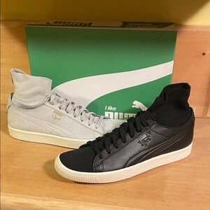 Puma Men's Clyde Sock Caviar ONE Black and ONE Gray High-Top Sneakers